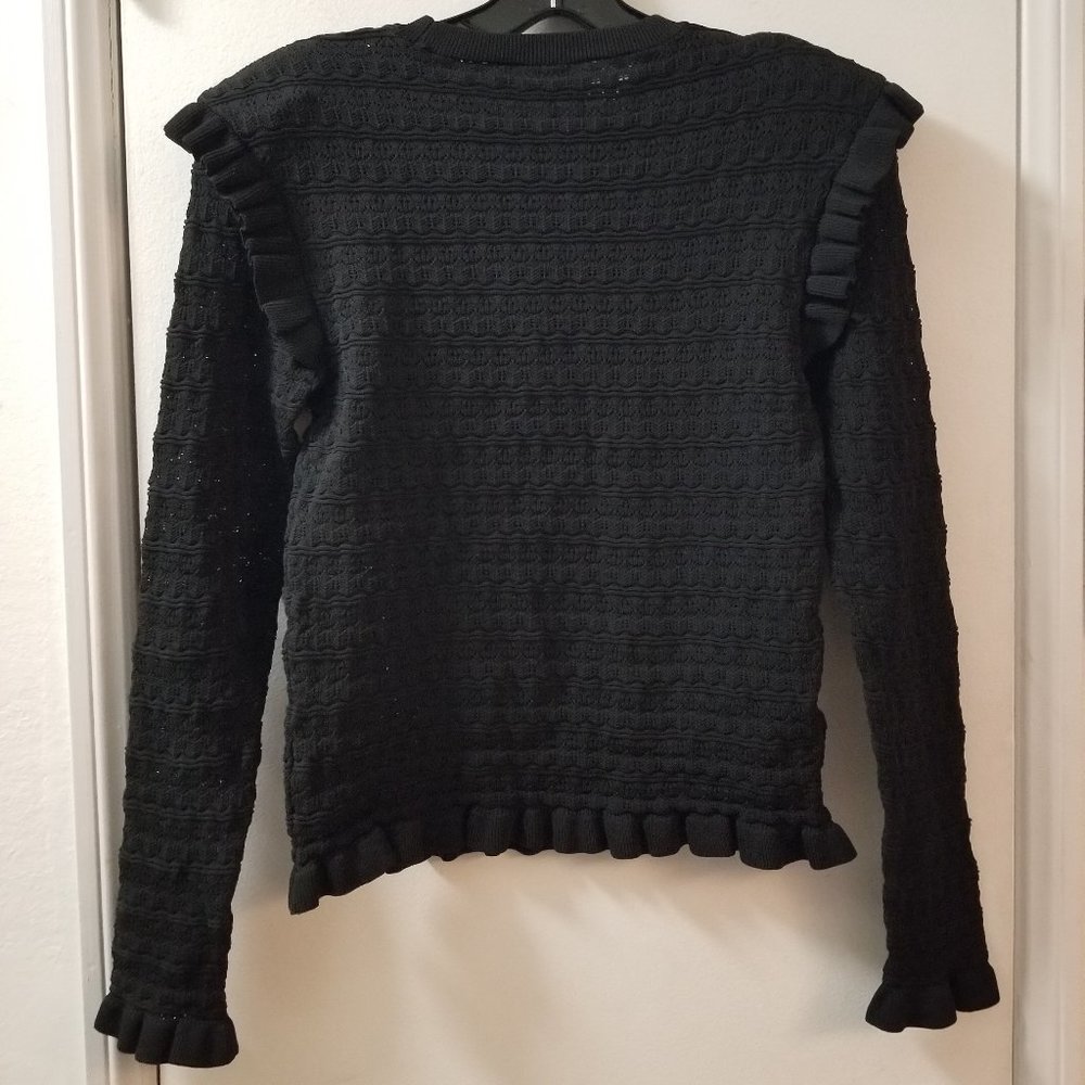 Zara pullover long sleeve ruffle scalloped edge sweater knit top - Picture 10 of 14